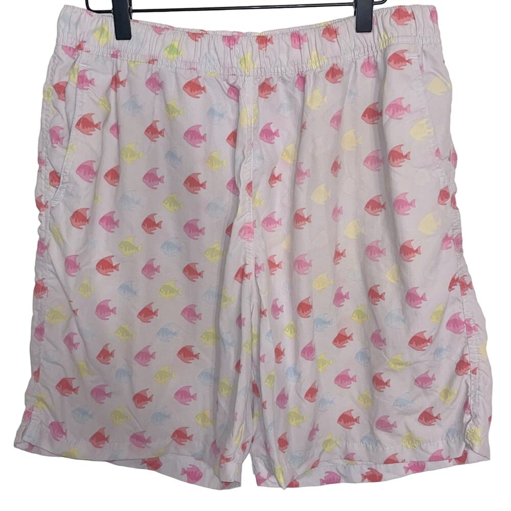 Peter Millar Swim Trunks Mens XL Board Shorts Unlined Pockets Fish Pattern Beach